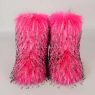 China Flat 2022 New Hot Selling Ladies Leather Boots Fur Snow Boots Faux Leather Boots for sale