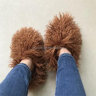 China New Fashion Trend Ladies Fashion Fur Slippers Factory Fast Shipping Mongolian Slippers Woolen Slippers for sale