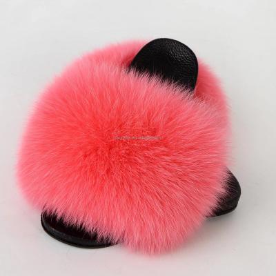 China Fashion trend factory fast shipping high quality fur slippers women fashion fur slippers Fox fur slippers for sale