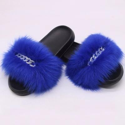 China Fashion Trend Factory Direct Shipping Fox Fur Slippers Real Fashion Fur Slippers Faux Fur Slippers for sale