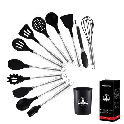 China Sustainable 12 Piece Copper Handle Cooking Tools Silicone Kitchen Utensils for sale