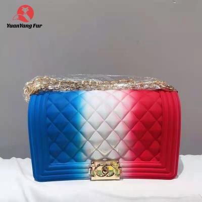 China High Quality Color Handbags Ladies Shoulder Bag PVC Shape Matte Color Matte Rhombic Jelly Bag Handbags for sale