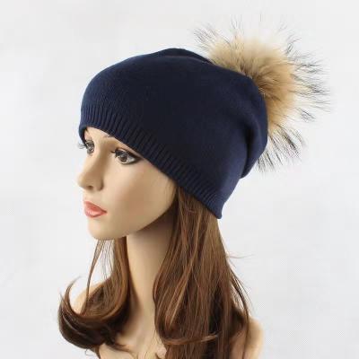 China COMMON Warm Kids Men Adults Womens Hats Cheap Sale Price Fashion Fashion Beanie Hat Faux Raccoon Fur Pompom Hat for sale