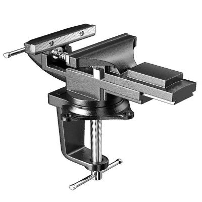 China Heavy Duty Universal Combo Double Function Cast Steel Home Bench Clamp 3.3IN Quick Fit Steel Table Vise With Swivel Base for sale