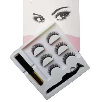 China 25-30 Times Hot Selling Magnetic Eyelashes 5 Magnets Lashes Magnetic 3D Eyelash And Magnetic Eyeliner With Lash Tweezers For Set Of 3 Pairs for sale