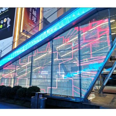 China Indoor outdoor transparent vitreous film led screen p3.91 3d led screen indoor transparent cabinet for sale