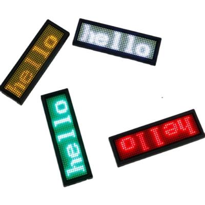 China Advertising Red USB Name Badge, Blue, Green, Yellow, White, Purple Rechargeable Programmable Scrolling Smart LED Name Badge Name Tag for sale