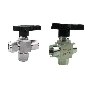 China 304 General Stainless Instrument 3 Way Ball Valve L Port 1/8