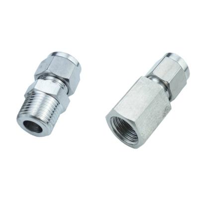 China SS 304 Stainless Ferrule Fitting Dual Barstock 316 304 Male / Female Connector 6 8 10 12 mm Compression Fitting x 1/8 1/4 3/8 1/2 BSPT BSPP NPT for sale