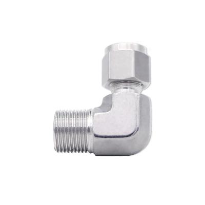 China SS 316L Stainless Steel 316L Swagelok Type Double Ferrule Compression Tube Fitting Male 6 Elbow 8 10 12mm OD X 1/8 1/4 3/8 1/2 NPT Male for sale