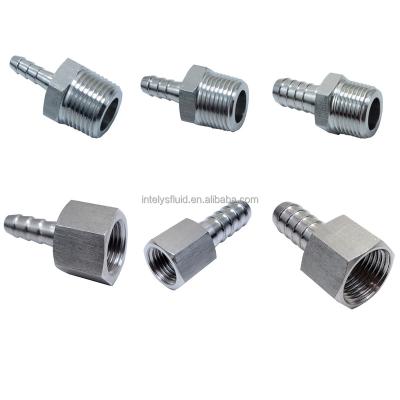 China 304 Stainless Steel Female Barb Fitting Male Barb Adapter 316 Hose Tail Burr Nipple Fitting 6 8 10 12 X 1/8 1/4 3/8 1/2 BSPT NPT for sale