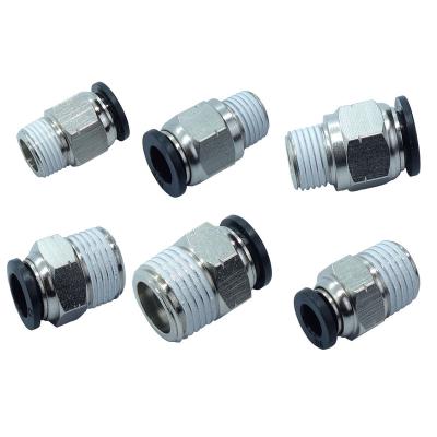 China Factory Air Pneumatic Push Plug Straight Male Tube Fitting Connector 5/32 1/4 5/16 3/8 Tube OD X 1/8