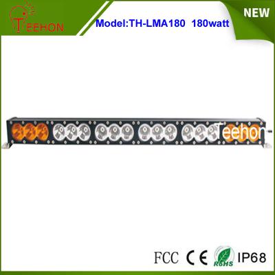 China 14400lm  32.6 inch amber and white color cover 180w single stack off-road led light bar for sale