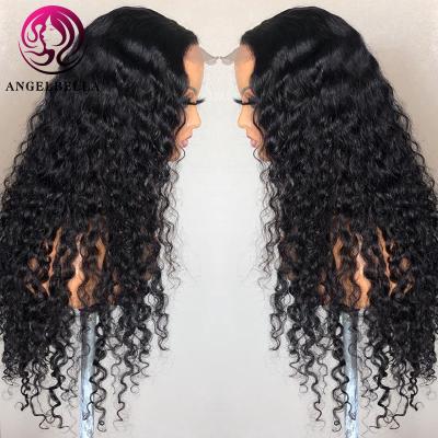 China 100% Remy Human Hair Mink Lace Closure Wigs Preplucked Curly Hair Closure Lace Wig Long 4x4 Lace Closure Wig for sale