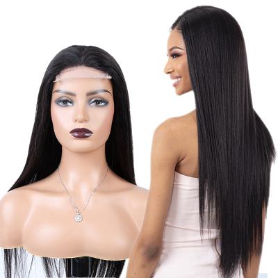 China Cheap 100% Virgin Human Hair Lace Front Wigs 100% Remy Cuticle Aligned Brazilian Human Hair 4x4 HD Transparent Swiss Lace Natural Striaght Closure Wigs for sale