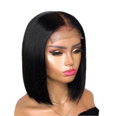 China Brazilian Dark Swiss 100% Human Hair 4x4 Brown Lace Closure Wigs 100% Lace Front Wigs Bob Style Natural Straight Texture 150% Density Virgin Remy for sale