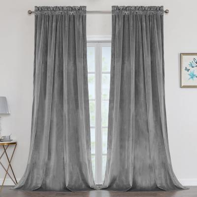 China China Blackout Color Velvet Theater Soundproof Curtain In Warm Gray Velvet Drapes Supplier For Home Curtain Window for sale