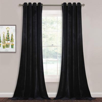 China Blackout China Supplier Heavy Black Sliding Door Long Thermal Insulated Velvet Curtains For Bedroom for sale