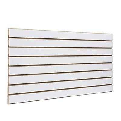 China Wholesale E1 Store Melamine MDF Slatwall White Durable Moisture Proof Board for sale