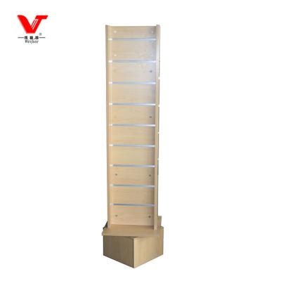 China Free Standing Custom Make Rotating MDF Slatwall Floor Display Racks Stand for sale