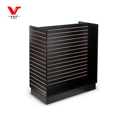 China Floor Standing Black H Shape Floor Wooden Slatwall Display Rack For Shoe for sale