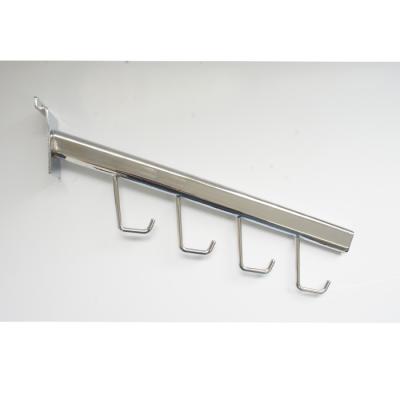 China Suitable for slatwall panels wholesale 10 inch sloping metal chrome slat wall display hooks for sale