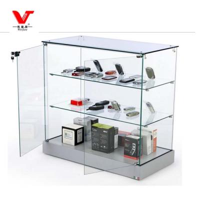 China 70 Inch Full Vision Display Free Standing Glass Showcases For Mobile Accessories for sale