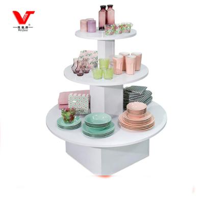 China Free Standing Custom Make Floor Standing Retail Store MDF Round Display Rack For Cup for sale