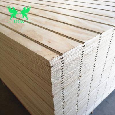 China Decorative 4'x8 9mm, 12mm, 18mm Fluted Pine Plywood / Slotted Plywood Wall Panels for sale