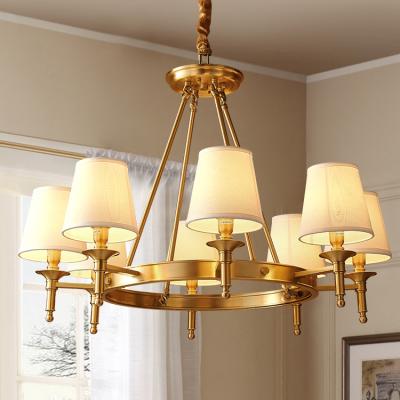 China 2022 pure copper chandelier European all-copper chandelier traditional American styles of living room new retro around dining room lamp for sale