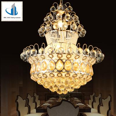 China European Modern Polished Chrome K9 Crystal Pendant Lamp Modern Hotel Chandelier For High Ceiling for sale