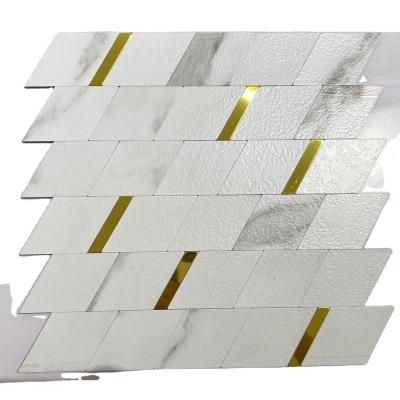 China Parquet Easy Install Sticker Adhesive Paper Tile For Floor Ceiling Tiles Mosaic White Wall 3M Laminate PVC Adhesive Tile for sale