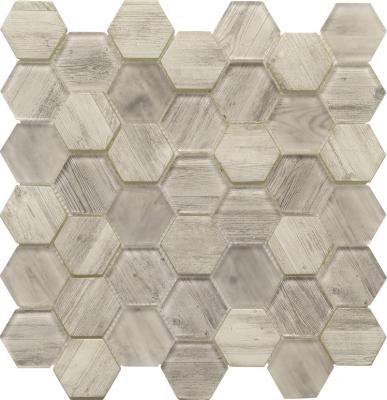 China Modern Home Decor Vintage Design Marble Stone Mix Hexagon Tile Wholesale Glass Mirror Mosaic Tile for sale