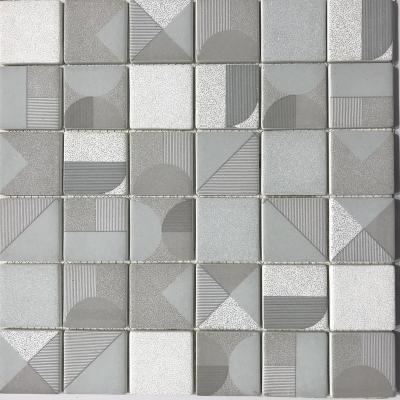 China Modern Adhesive Geometric Glass 3d Mosaic V648022 Parquet Fish Scale Bathroom Tiles Walls And Floors for sale