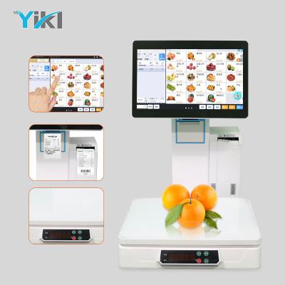 China SDK Cashier Weighing Machine POS Scale Combines Labeling Machine With 58 Printer Supermarket Electronic Scale Fruit Touch POS System for sale