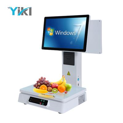 China SDK cash register weighing machine pos scale combined with 58 printer supermarket electronic scale fruit touch pos system for sale