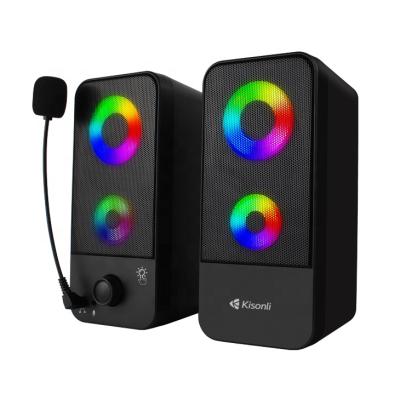 China Colorful LED Light OEM Customized 2.0 Custom USB Multimedia Computer Speaker RGB Light Speakers With Microphone for sale