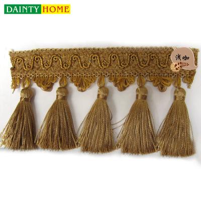 China Curtain Accessories Wholesale Light Weight Coffee Color Tassels For Curtain Fringe for sale