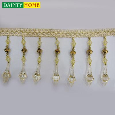 China Crystal Beads And Yarn Tassel Curtain Fringe Trimming Upholstery - Curtain Fringe Tassel for sale