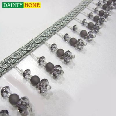 China New Curtain Design Beaded Fringe For Curtain Decoration Crystal Beaded Fringe Royal Curtain Design for sale