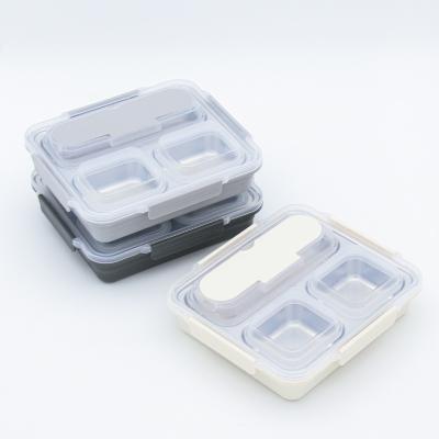 China Freshness Preservation Stainless steel bento lunch box container durable 3 compartment for men for sale