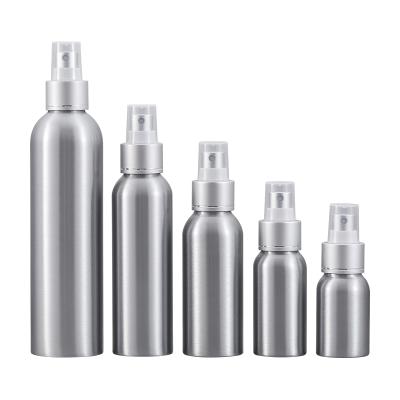 China Personal Care 30ml 50ml 100ml 120ml Aluminum Metal Toner Mist Spray Bottle Empty Packaging Luxury Cosmetic Detergent Sliver for sale