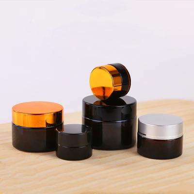 China 5g 10g 15g 20g 30g 50g 100g Brown Recyclable Amber Cream Jars Empty Cosmetic Glass Jar for sale