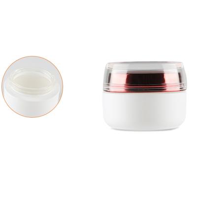 China Recyclable Luxury White Glass Cosmetic Moisturizing Skin Care Jar 50g Cream Jars With Red Lid for sale