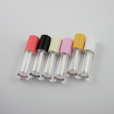 China Empty Eyelash 3.5ml Cute Colorful Round Shaped Cosmetic Lip Oil Sample Lip Gloss Bottle Packaging Plastic Tube for sale