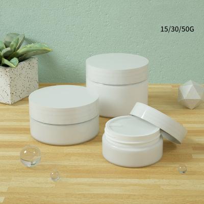 China Recyclable White High Quality 15g/30g/50g Cream Bottle Cosmetic Empty Containers Packing Plastic Cream Jars For Women for sale