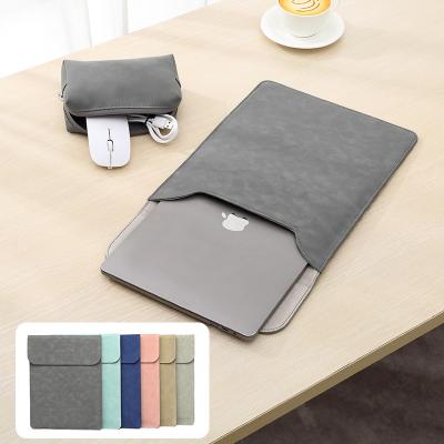 China Matte Material Vertical Clamshell Leather Frosted Magnetic Laptop Sleeve 13.3inch for sale