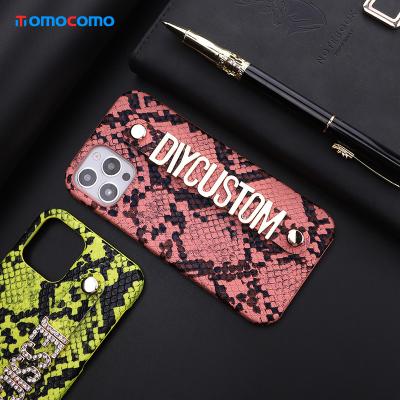 China Leather Phone Case Dropshiping Leather Personalize Custom Name Phone Case For iphone 12 mini 11Pro 7 8 max plus X XS XR Metal Letter Cover for sale