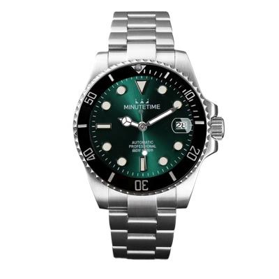 China Custom Stainless Steel Sapphire Glass Logo Men Automatic Mechanical Wristwatches NH35 Auto Date 40mm Submersible Luminous Relogio Masculino for sale