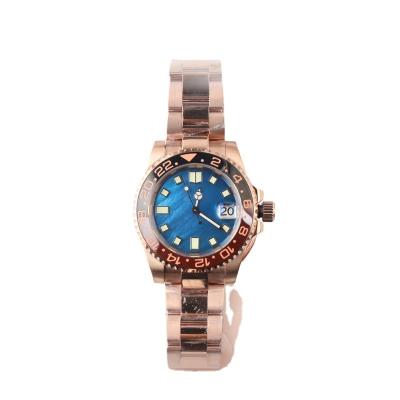 China Automatic Date Watch For Men Rose Gold Case NH35 Movement 40mm Mod Sapphire Glass Green Luminous Automatic Mechanical Wristwatches for sale